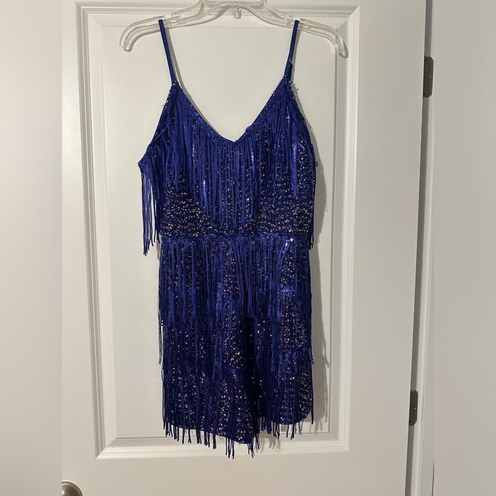 Blue sequin romper